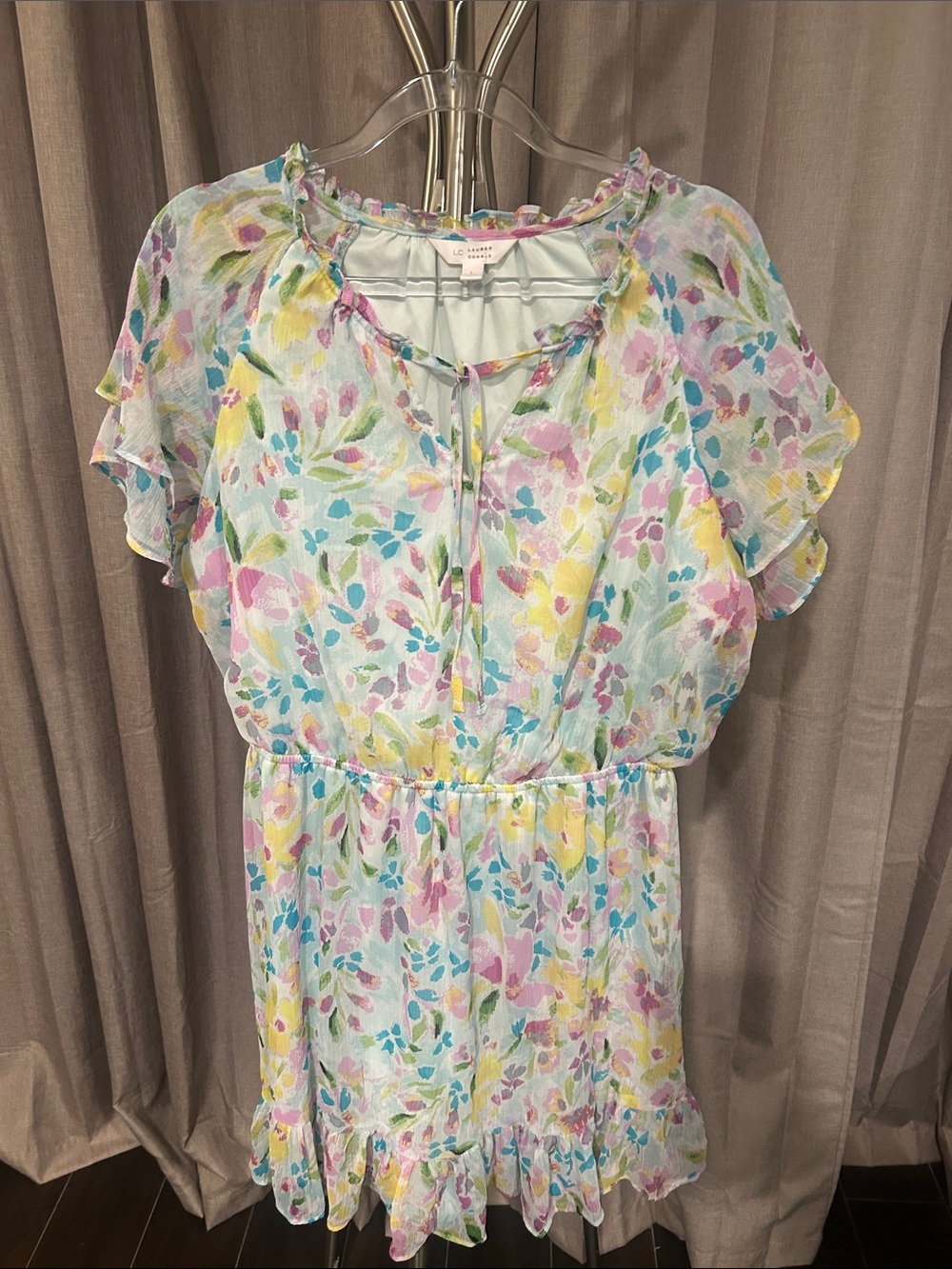 LC Lauren Conrad Pastel Floral Tie-Neck Ruffle Dress - Multicolor - Picture 4 of 6